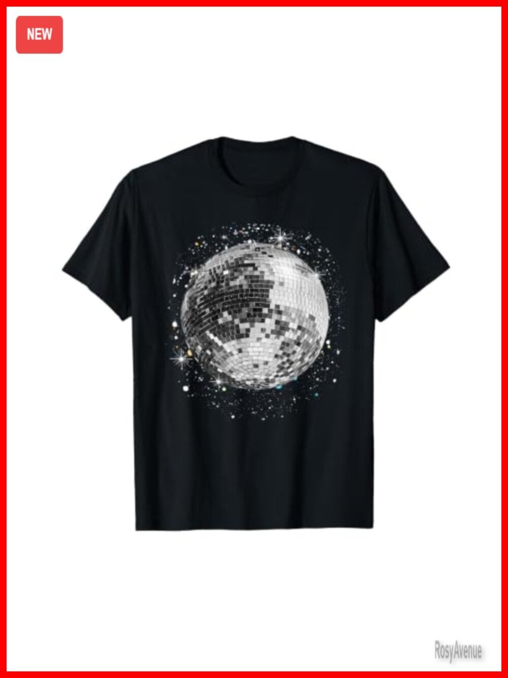 Retro Disco Ball Club Graphic Tee Short Sleeve Crew Neck Casual Top